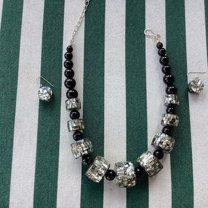 Mop and onyx necklace and matching earrings